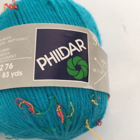 Lot of 2 PHILDAR Shedir Turquoise Blue 50 gms 783 Yards Color 129 Acrylic Nylon - Picture 2 of 5